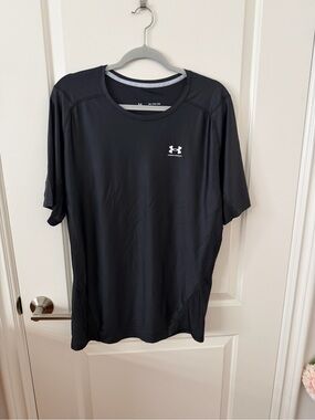 Under Armour Black Short Sleeve Athletic Tee with White Logo